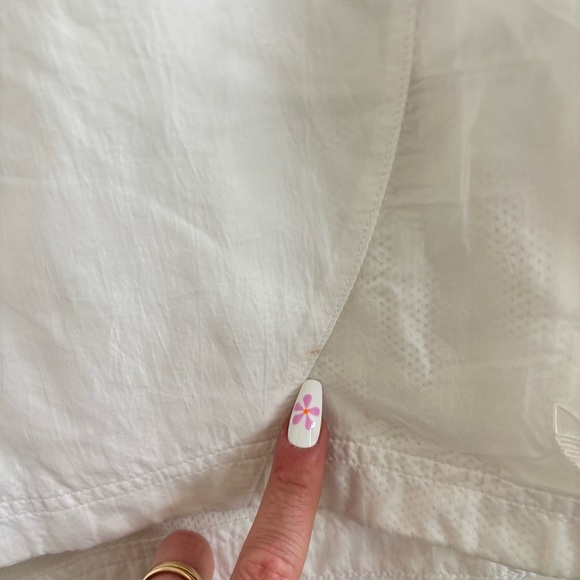 Adidas Original Nylon Women's White Athletic Shorts Drawstring Pockets Lined L - Picture 4 of 13